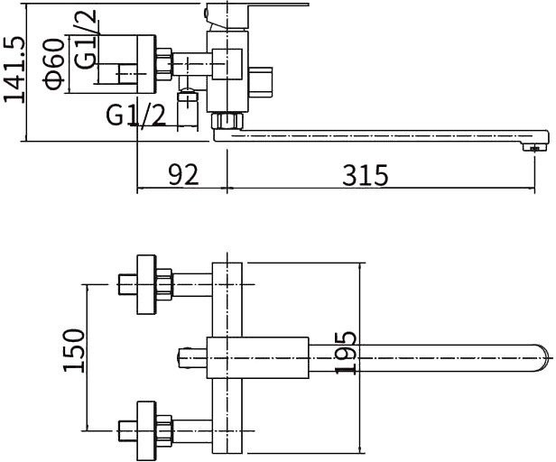 Смеситель с длинным изливом для ванны Fashun A52202 сатин