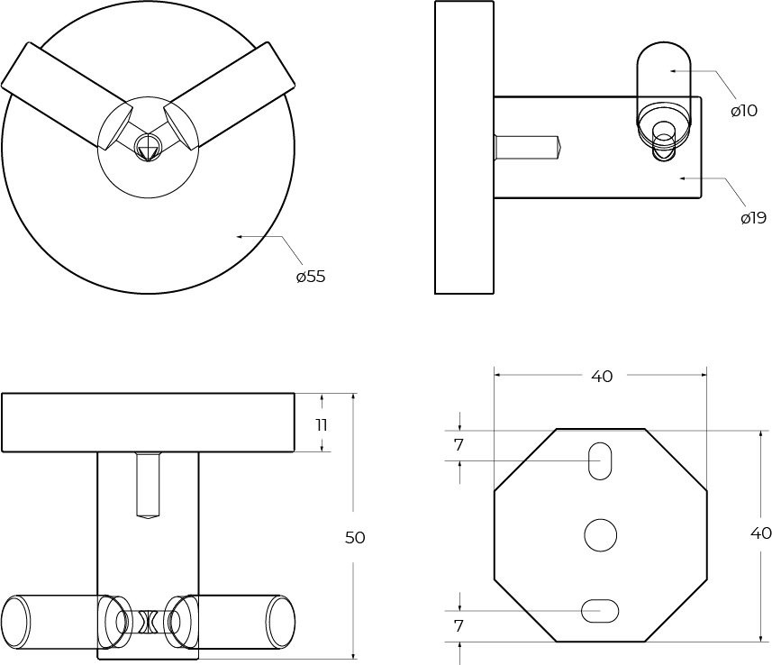 Крючок Cezares Relax HKD-01 двойной, хром