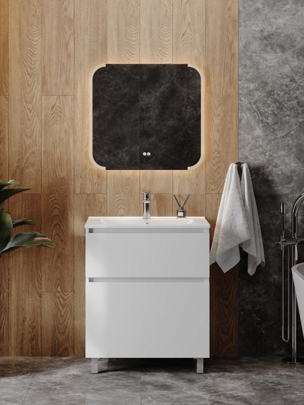 Тумба под раковину без столешницы Teymi Laina 70 напольная, матовая белая