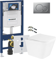 Комплект Унитаз подвесной BelBagno Due + Крепления Geberit Duofix 111.815.00.1 к стене + Звукоизоляция + Инсталляция UP 320 111.300.00.5 + Кнопка Sigma 01 115.770.JQ.5 лакированная, матовый хром