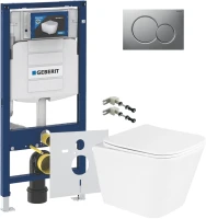 Комплект Унитаз подвесной BelBagno Due + Крепления Geberit Duofix 111.815.00.1 к стене + Звукоизоляция + Инсталляция UP 320 111.300.00.5 + Кнопка Sigma 01 115.770.JQ.5 лакированная, матовый хром