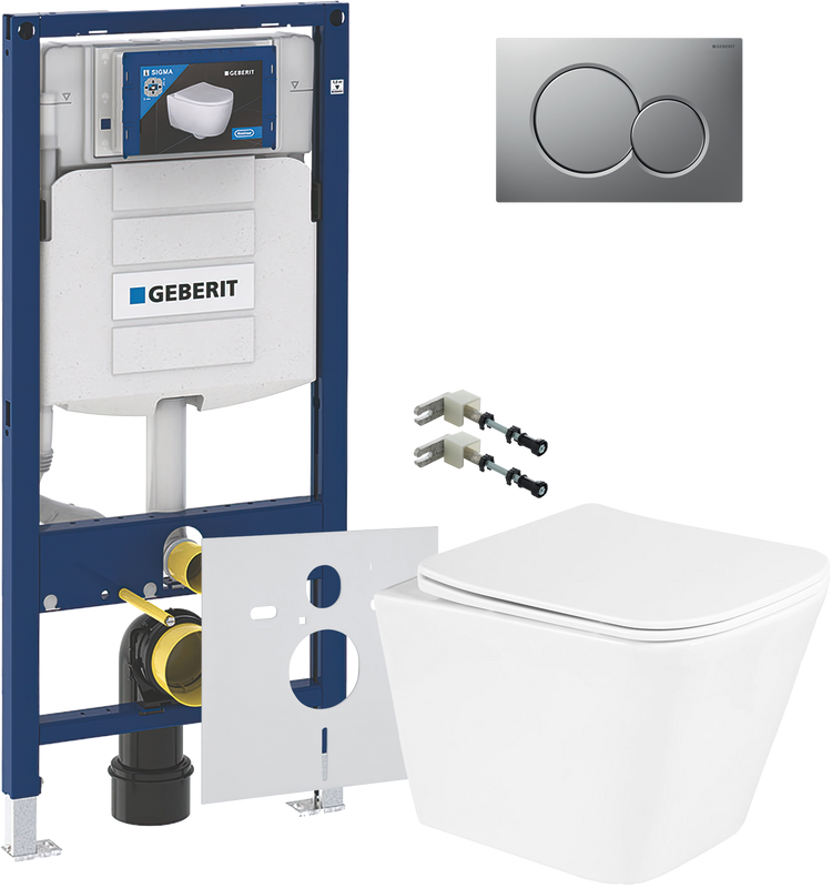 Комплект Унитаз подвесной BelBagno Due + Крепления Geberit Duofix 111.815.00.1 к стене + Звукоизоляция + Инсталляция UP 320 111.300.00.5 + Кнопка Sigma 01 115.770.JQ.5 лакированная, матовый хром
