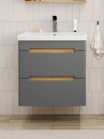 Тумба под раковину без столешницы SanStar Diva 60 подвесная графит софт, дуб вотан