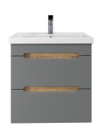 Тумба под раковину без столешницы SanStar Diva 60 подвесная графит софт, дуб вотан