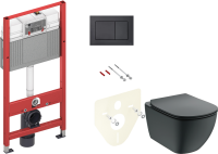 Комплект  Унитаз подвесной Ideal Standard IdealMood T4665V3 безободковый, с микролифтом, матовый черный + Система инсталляции для унитазов TECE Now 94