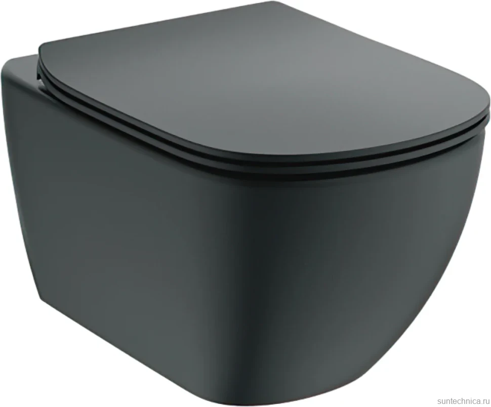 Комплект  Унитаз подвесной Ideal Standard IdealMood T4665V3 безободковый, с микролифтом, матовый черный + Система инсталляции для унитазов TECE Now 94