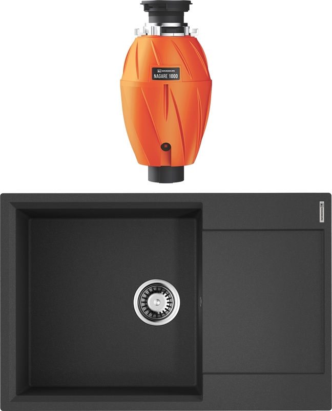 Комплект Мойка Omoikiri Daisen 78-LB черная + Измельчитель Nagare 1000