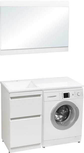 Тумба с раковиной Style Line Даллас 110 Люкс Plus напольная, белая, эмаль L