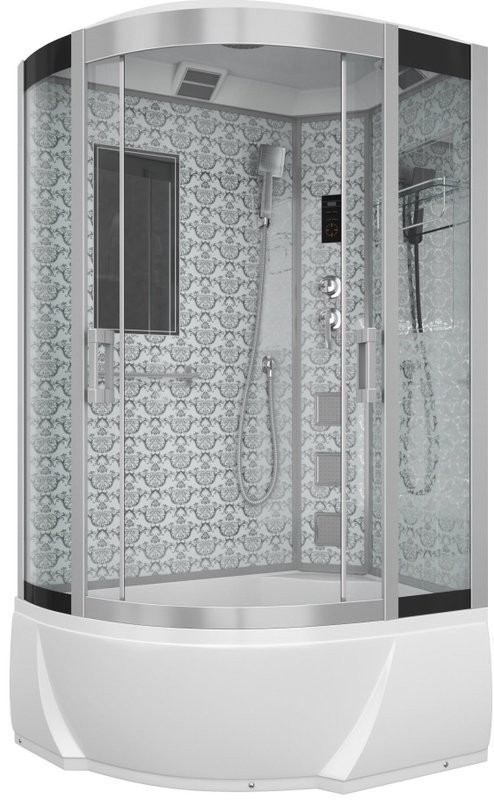 Душевая кабина Niagara Luxe 7712WR хром, металлик, с высоким поддоном, с сиденьем