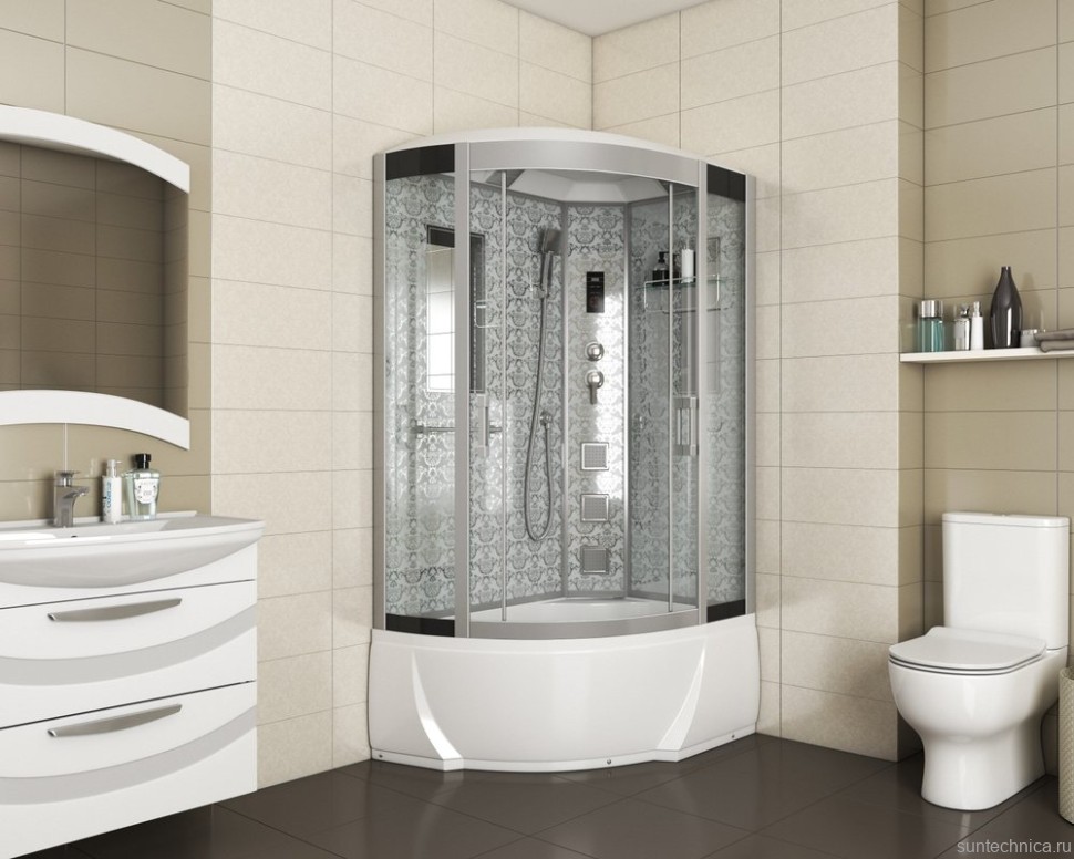 Душевая кабина Niagara Luxe 7712WR хром, металлик, с высоким поддоном, с сиденьем