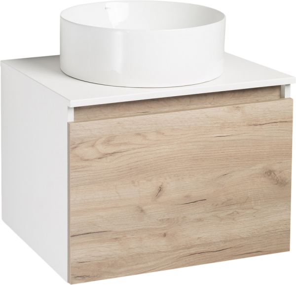 Тумба с раковиной Runo Бари 60 крафтовый дуб, раковина Palla 40