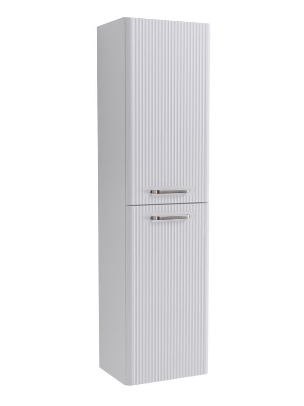 Шкаф-пенал для ванной BelBagno Due 40 подвесной, ручки матовый атласный никель, bianco lucido