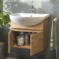 Тумба с раковиной Vigo Wing 60 подвесная, дуб золотой, раковина Балтика 60