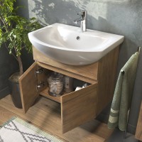 Тумба с раковиной Vigo Wing 60 подвесная, дуб золотой, раковина Балтика 60