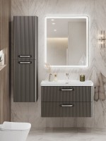 Тумба с раковиной BelBagno Due 80 ручки хром полированный, оружейная сталь
