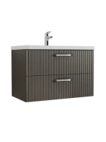 Тумба с раковиной BelBagno Due 80 ручки хром полированный, оружейная сталь