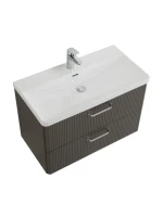 Тумба с раковиной BelBagno Due 80 ручки хром полированный, оружейная сталь