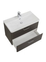 Тумба с раковиной BelBagno Due 80 ручки хром полированный, оружейная сталь