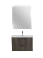 Тумба с раковиной BelBagno Due 80 ручки хром полированный, оружейная сталь