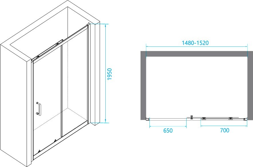 Душевой уголок RGW Passage PA-14+120 см (148-152)x120x195 профиль хром, стекло прозрачное