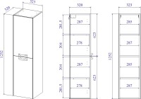 Шкаф пенал для ванной Sanflor Выборг подвесной, дуб крафт золотой