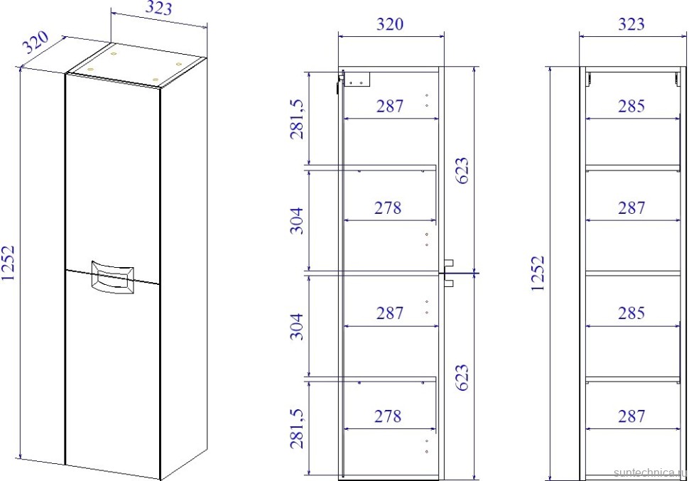Шкаф пенал для ванной Sanflor Выборг подвесной, дуб крафт золотой