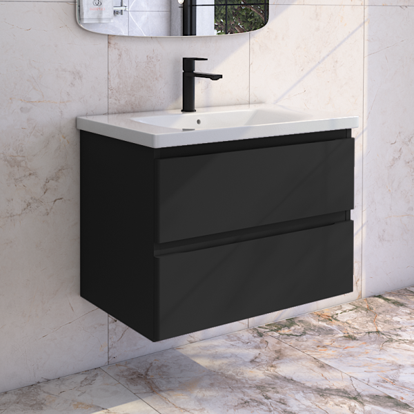 Тумба под раковину без столешницы Caprigo Forte 80 подвесная, черная