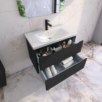 Тумба под раковину без столешницы Caprigo Forte 80 подвесная, черная