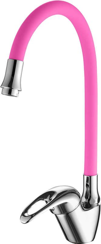 Смеситель для кухни Fashun A4403+A7255 хром, розовый