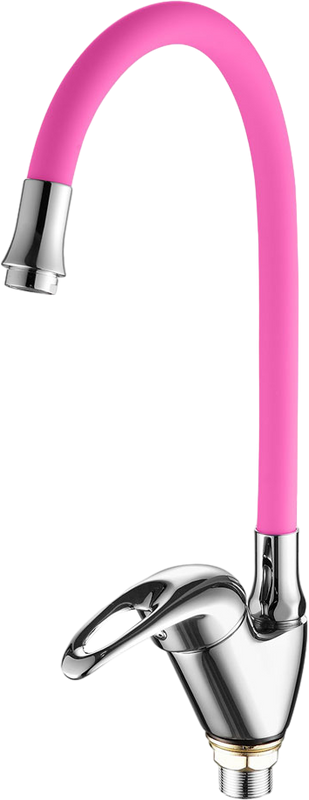 Смеситель для кухни Fashun A4403+A7255 хром, розовый