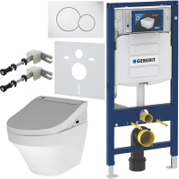 Комплект Унитаз подвесной AM.PM Inspire FlashClean C501700WH + Крышка Admire CCC7851WH с функцией биде, петли хром + Инсталляция Geberit Duofix UP 320 111.300.00.5 + Кнопка Sigma 01 115.770.11.5 белая + Крепления 111.815.00.1 к стене + Звукоизоляция
