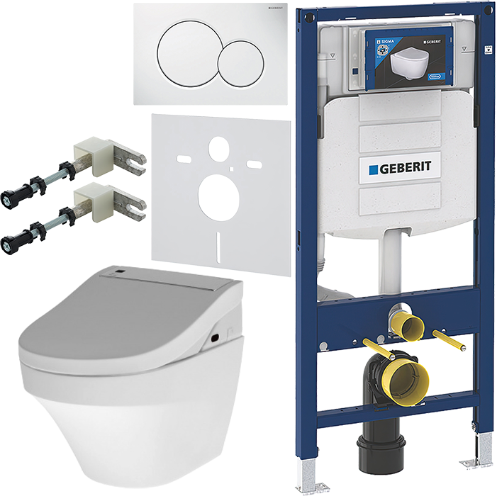 Комплект Унитаз подвесной AM.PM Inspire FlashClean C501700WH + Крышка Admire CCC7851WH с функцией биде, петли хром + Инсталляция Geberit Duofix UP 320 111.300.00.5 + Кнопка Sigma 01 115.770.11.5 белая + Крепления 111.815.00.1 к стене + Звукоизоляция
