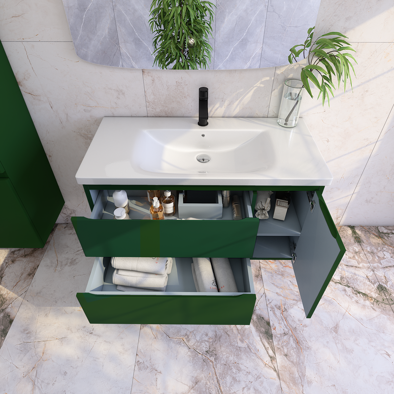 Мебель для ванной комнаты Caprigo Forte 100 R подвесная, бутылочное стекло