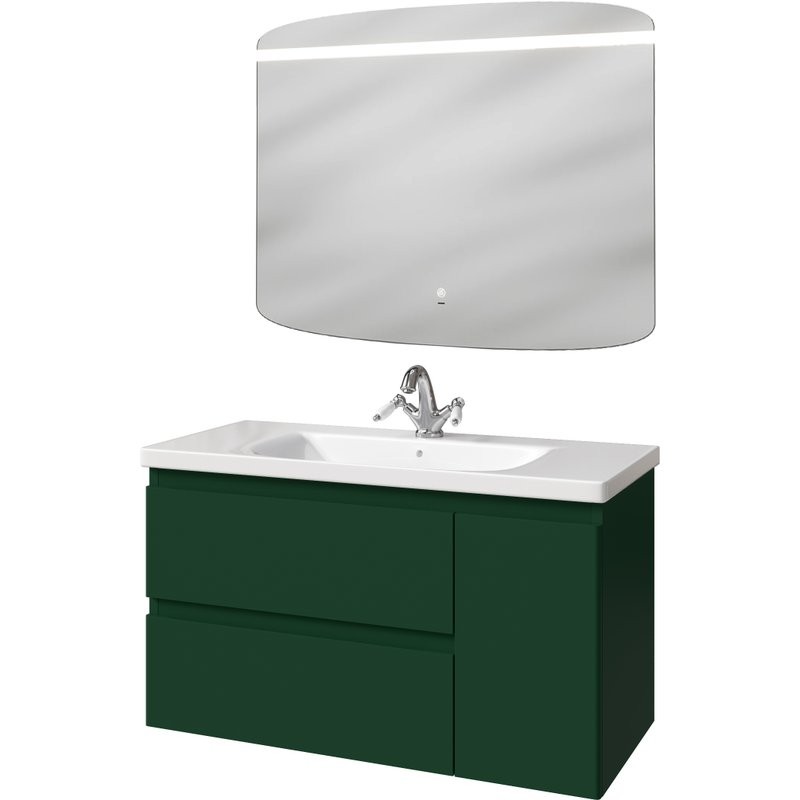 Мебель для ванной комнаты Caprigo Forte 100 R подвесная, бутылочное стекло