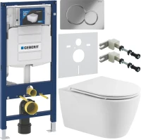Комплект Унитаз подвесной BelBagno Marino BB105CHR безободковый + Крышка BB870SC с микролифтом + Инсталляция Geberit Duofix UP 320 111.300.00.5 + Кнопка Sigma 01 115.770.21.5 хром + Крепления 111.815.00.1 к стене + Звукоизоляция