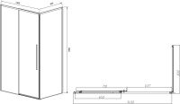 Душевой уголок Vincea Slim-N VSR-4SN8014CLB 140х80 см, профиль черный