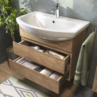 Тумба с раковиной Vigo Wing 60 подвесная, 2 ящика, дуб золотой, раковина Балтика 60