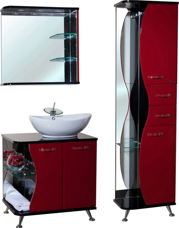 Зеркало Bellezza Рио R 70 красное с черным