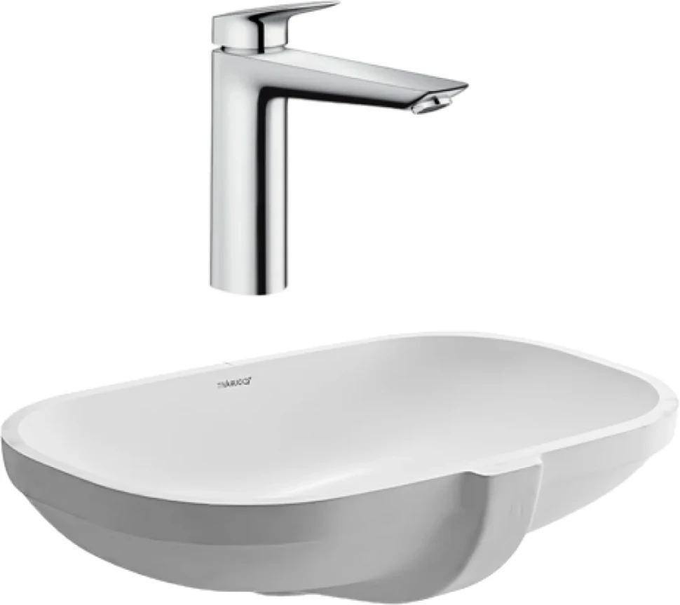 Комплект Смеситель Hansgrohe Logis + Раковина Duravit D-code 0338490000 встраиваемая