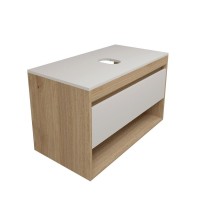 Тумба с раковиной Teymi Ritta 85 дуб эврика, матовая белая, раковина Helmi Mini 38