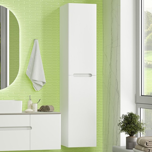 Шкаф пенал для ванной Misty Роял белый матовый