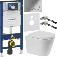 Комплект Унитаз подвесной BelBagno Flay-r + Крышка Marino BB105SC с микролифтом, петли хром + Инсталляция Geberit Duofix UP 320 111.300.00.5 + Кнопка Sigma 01 115.770.21.5 хром + Крепления 111.815.00.1 к стене + Звукоизоляция