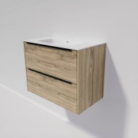 Тумба с раковиной La Fenice Tesoro 80 дуб небраска натуральный, раковина-столешница Slim Line 80 см