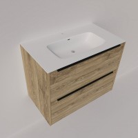 Тумба с раковиной La Fenice Tesoro 80 дуб небраска натуральный, раковина-столешница Slim Line 80 см