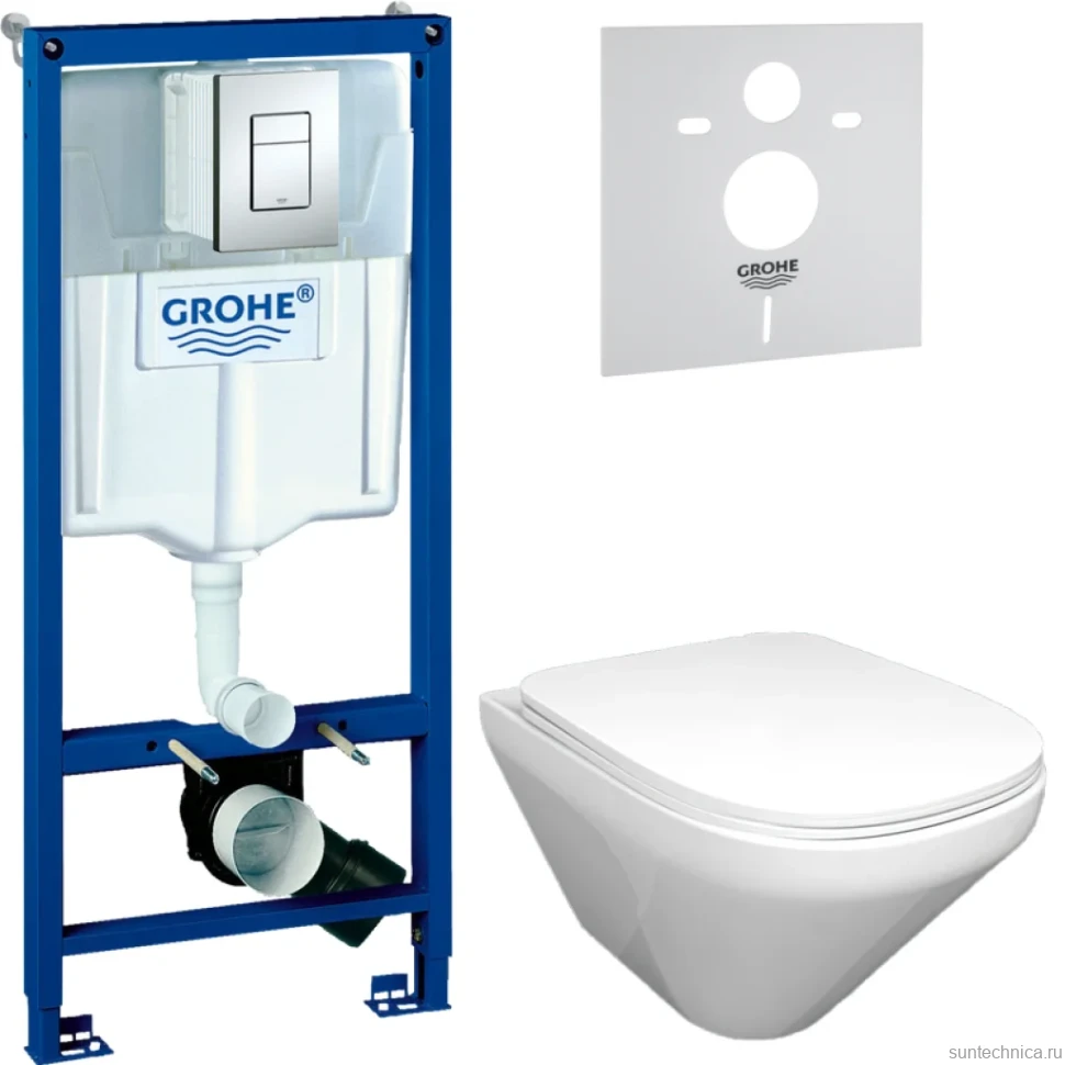 Комплект Унитаз подвесной Jacob Delafon Modern Life + Крышка E77168-0 с микролифтом + Инсталляция Grohe Rapid SL 38772001 3 в 1 с кнопкой смыва + Звукоизоляция