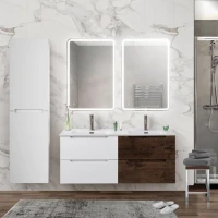 Шкаф пенал для ванной BelBagno Etna 40 L bianco lucido