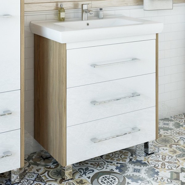 Тумба под раковину Sanflor Ларго 70, швейцарский вяз, белый