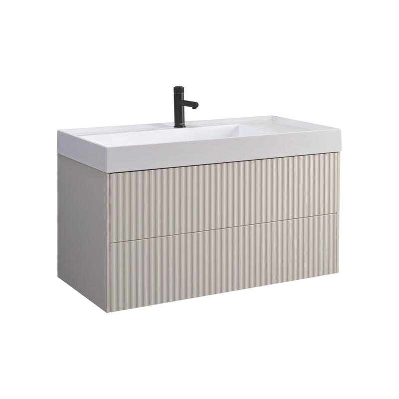 Тумба с раковиной Belux Сиртаки 100 подвесная, светлый миндаль матовый, раковина 1000-01