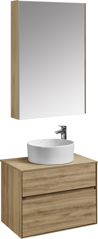Мебель для ванной комнаты AQUATON Либерти 75 со столешницей дуб эльвезия, раковина Mila 40