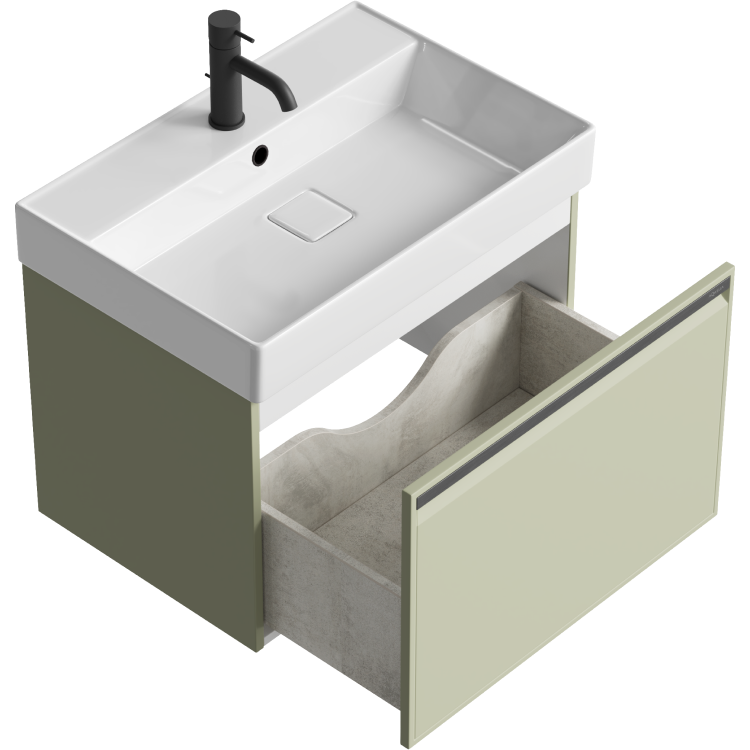 Тумба с раковиной Aqwella Pure 65 шалфей зелёный